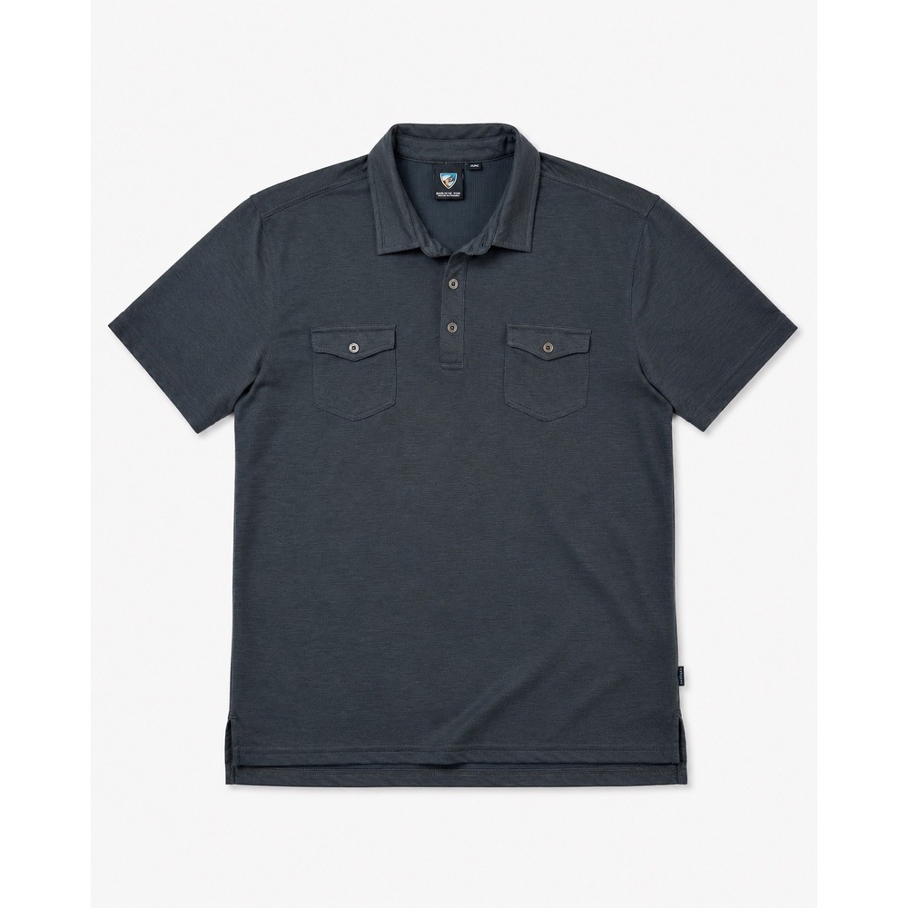 Kuhl Mens XL Short Sleeve Polo Shirt Charcoal Gray Dual Pocket Tencel Blend